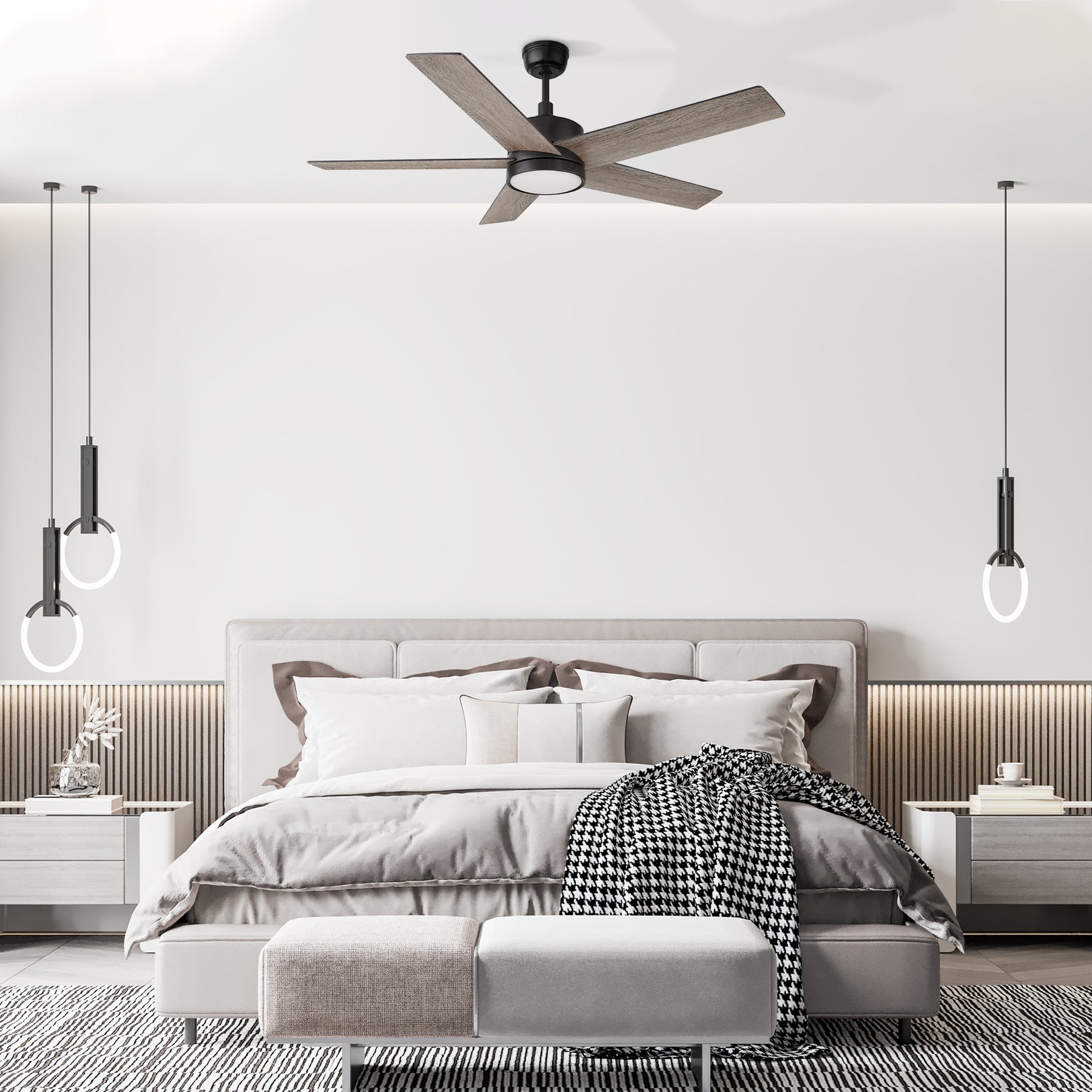 SANTANA Ventilador de Techo de 52" con 5 Aspas, Luz LED y Control Remoto