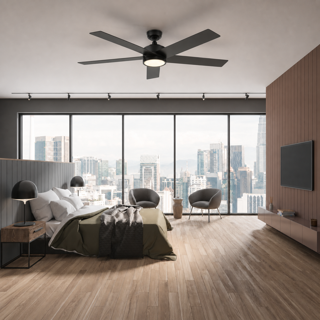 SANTANA Ventilador de Techo de 52" con 5 Aspas, Luz LED y Control Remoto