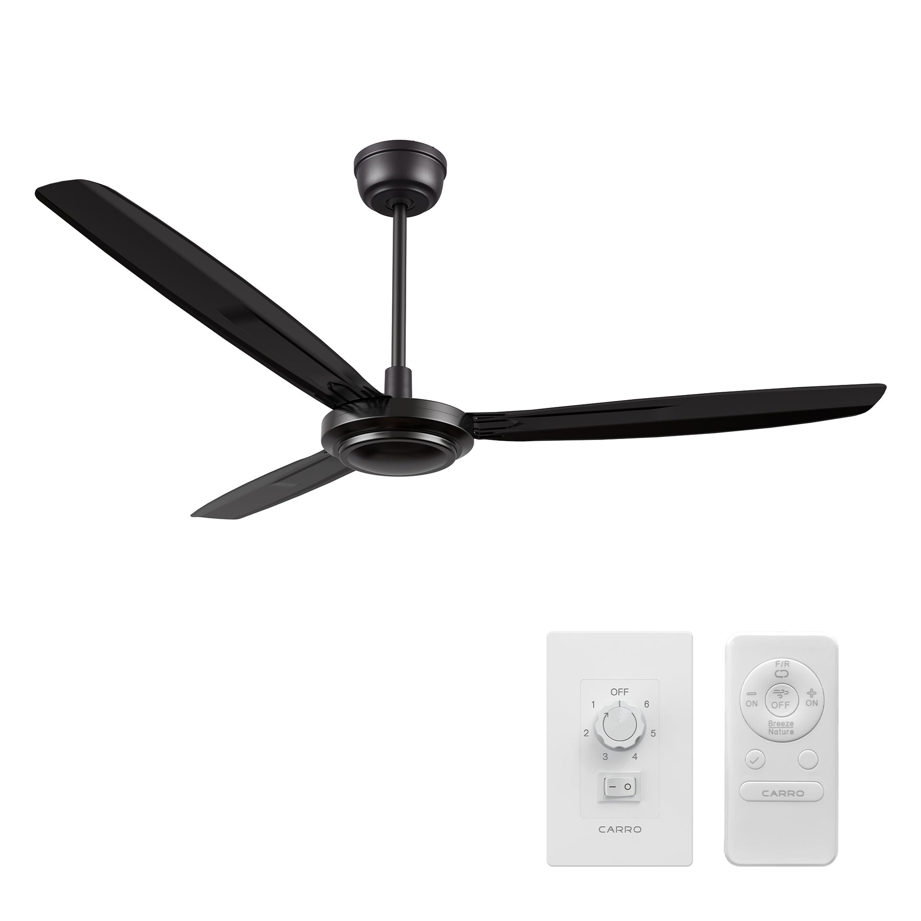 OBERON Ventilador de Techo de 56" sin Luz, con 3 Aspas , Control Remoto y Control de Pared-Z1