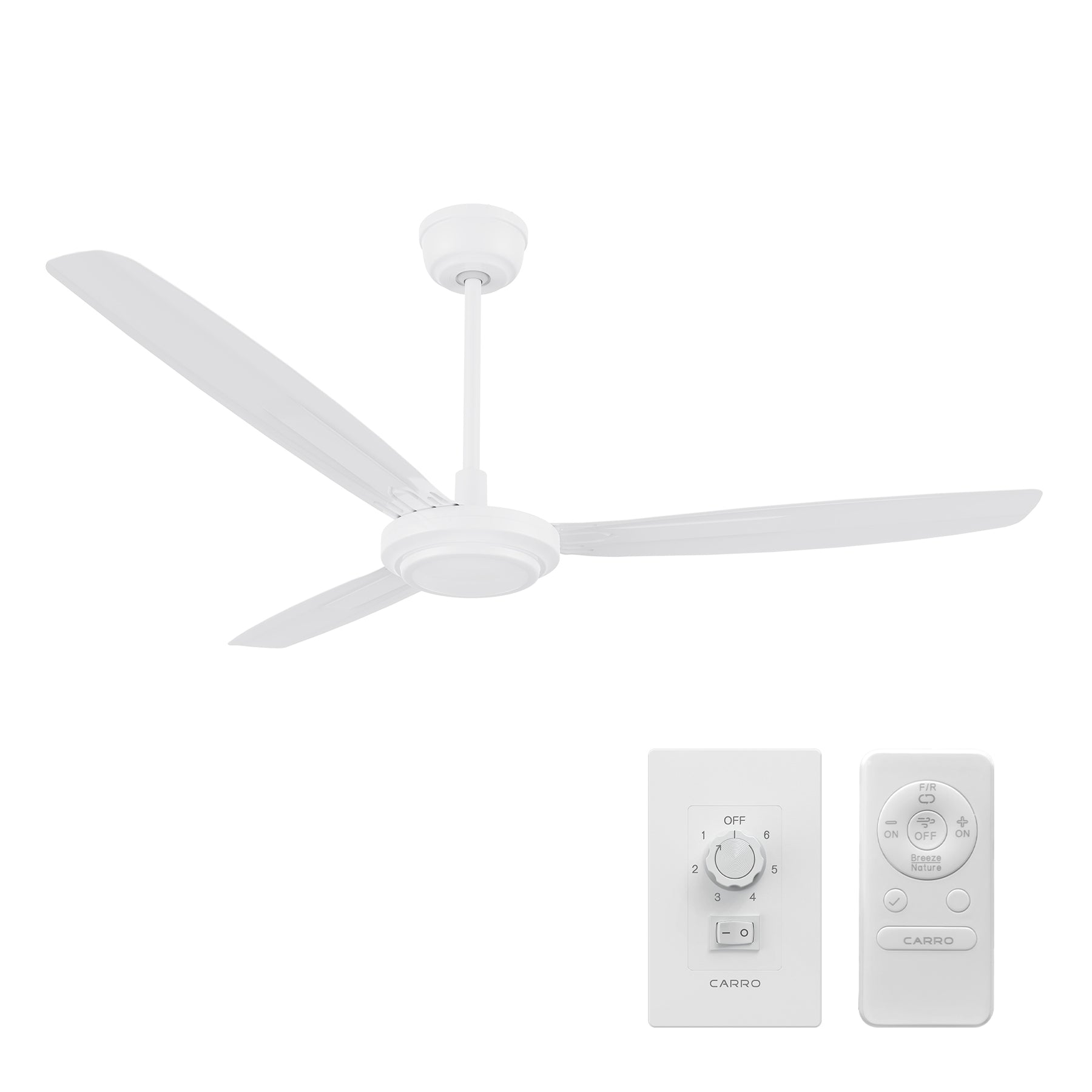 OBERON Ventilador de Techo de 56" sin Luz, con 3 Aspas , Control Remoto y Control de Pared-Z1