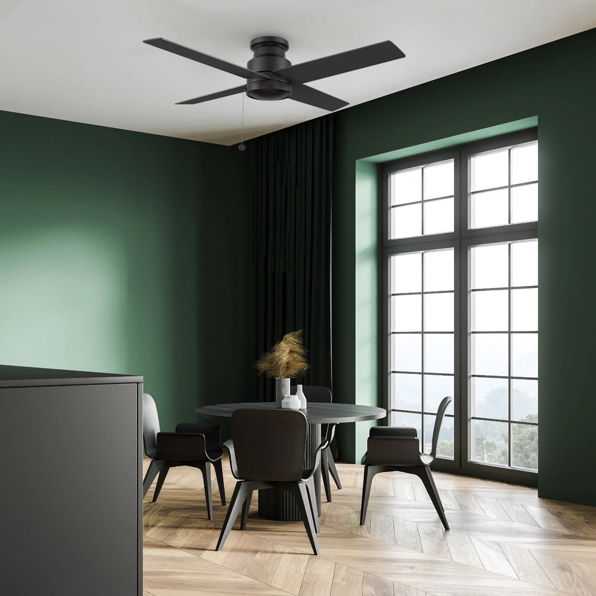 ASCOTT Ventilador de Techo de 52" sin Luz, con 4 Aspas y Cadena de Tiro