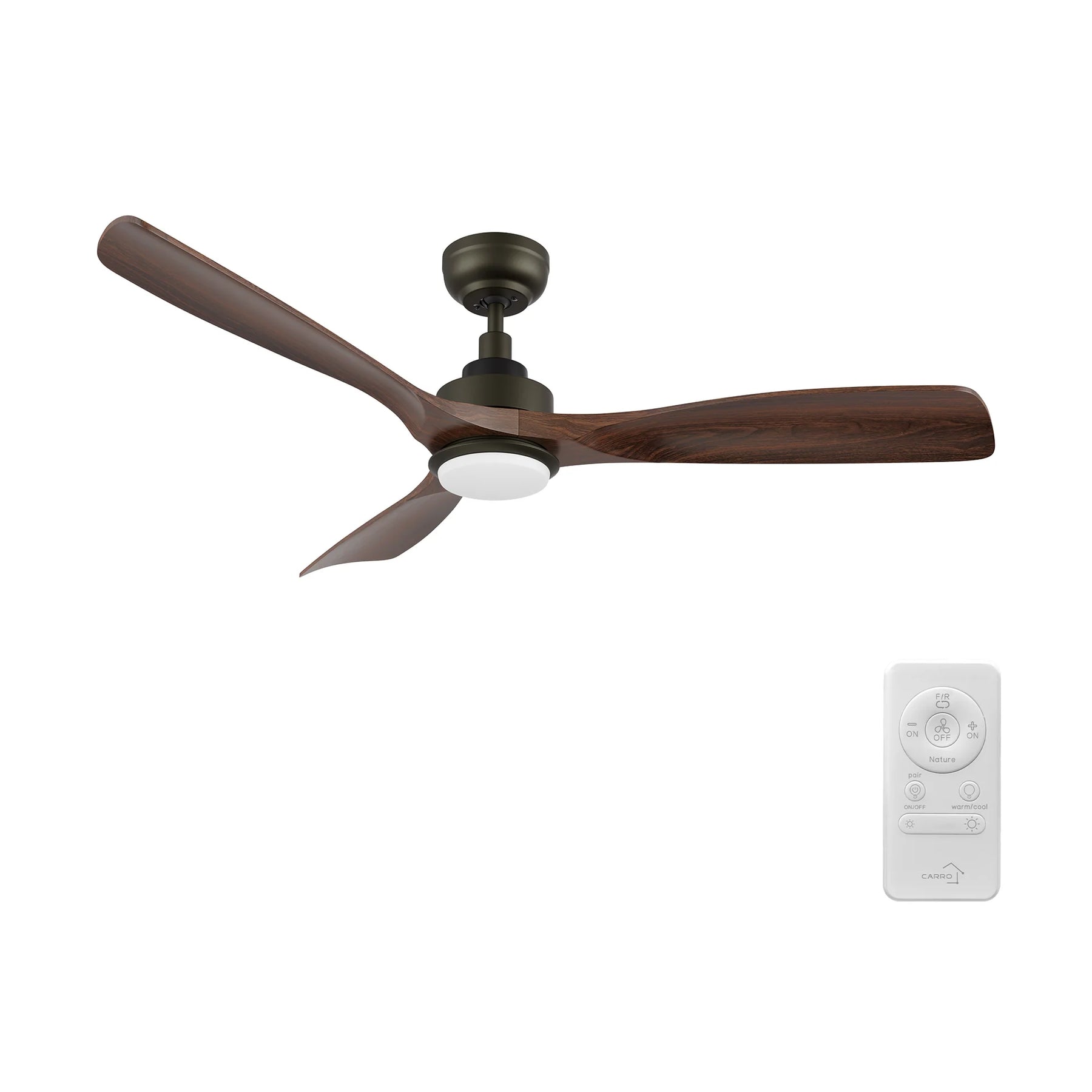 ECOSKY Ventilador de Techo de 52" con 3 Aspas, Luz LED y Control Remoto