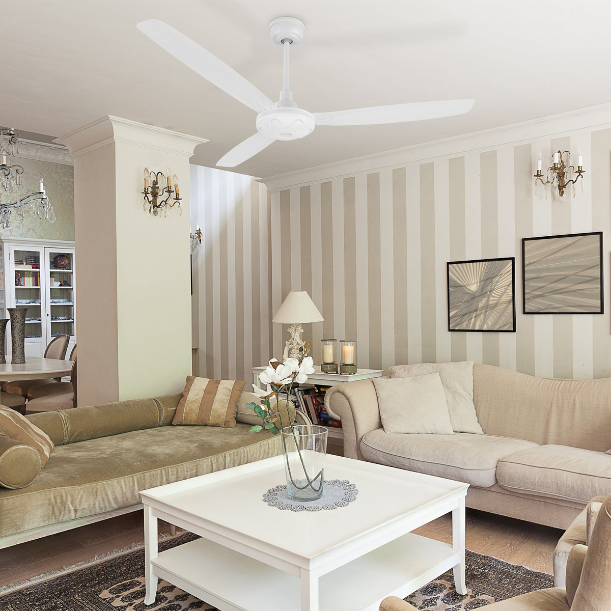 OBERON Ventilador de Techo de 56" sin Luz, con 3 Aspas y Control Remoto-Z4
