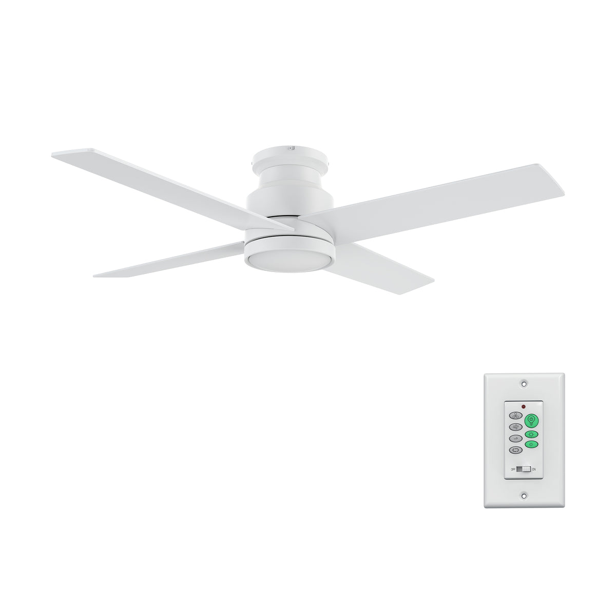 SANTANA Ventilador de Techo de 52" sin Luz, con 4 Aspas, Montaje al Ras y Control de Pared