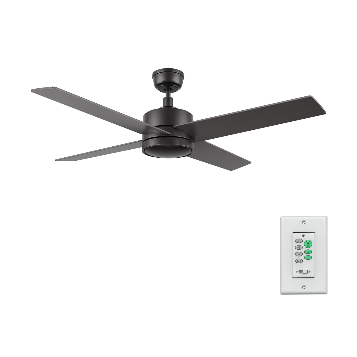 SANTANA Ventilador de Techo de 52" sin Luz, con 4 Aspas y Control de Pared
