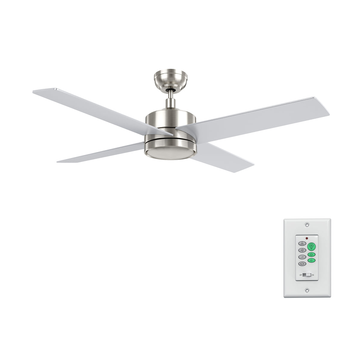 SANTANA Ventilador de Techo de 52" sin Luz, con 4 Aspas y Control de Pared