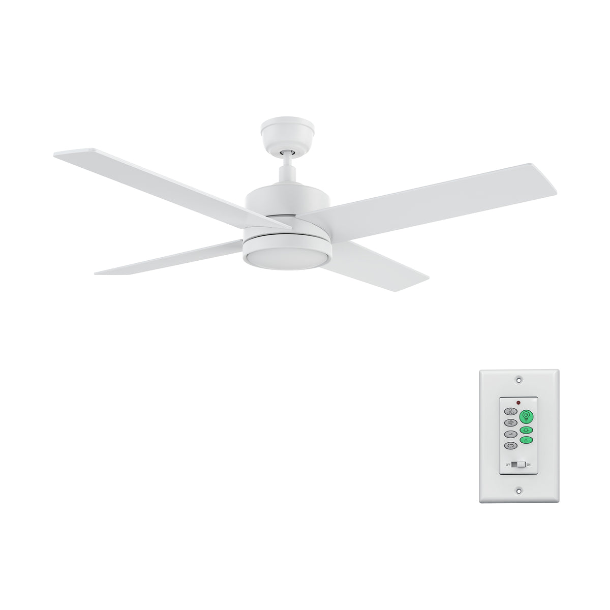 SANTANA Ventilador de Techo de 52" sin Luz, con 4 Aspas y Control de Pared