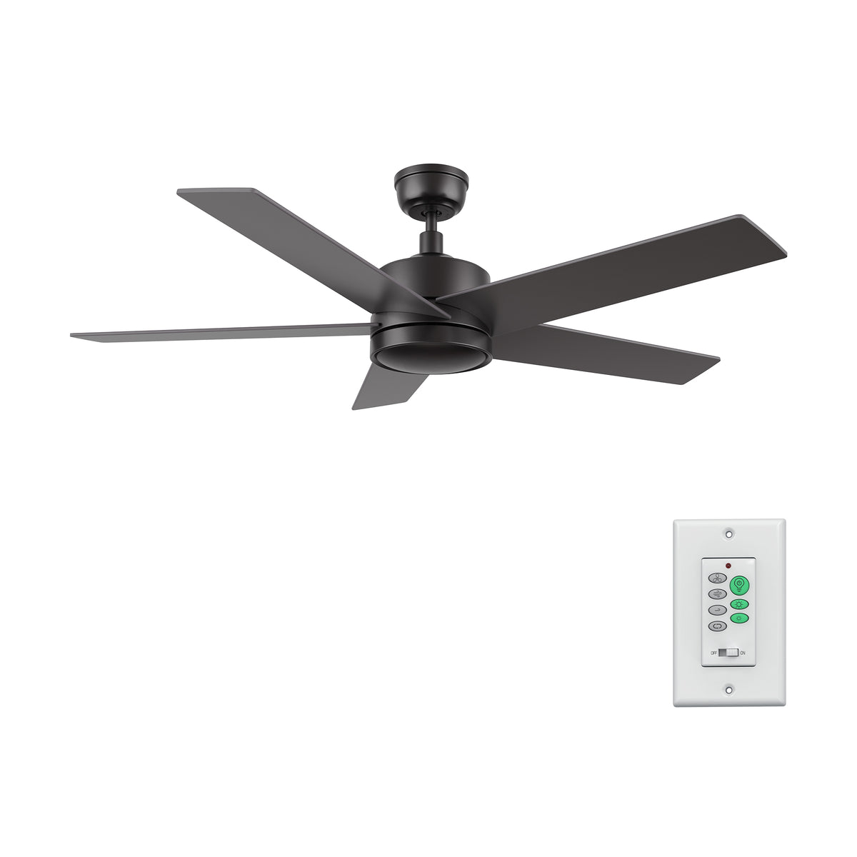 SANTANA Ventilador de Techo de 52" sin Luz, con 5 Aspas y Control de Pared