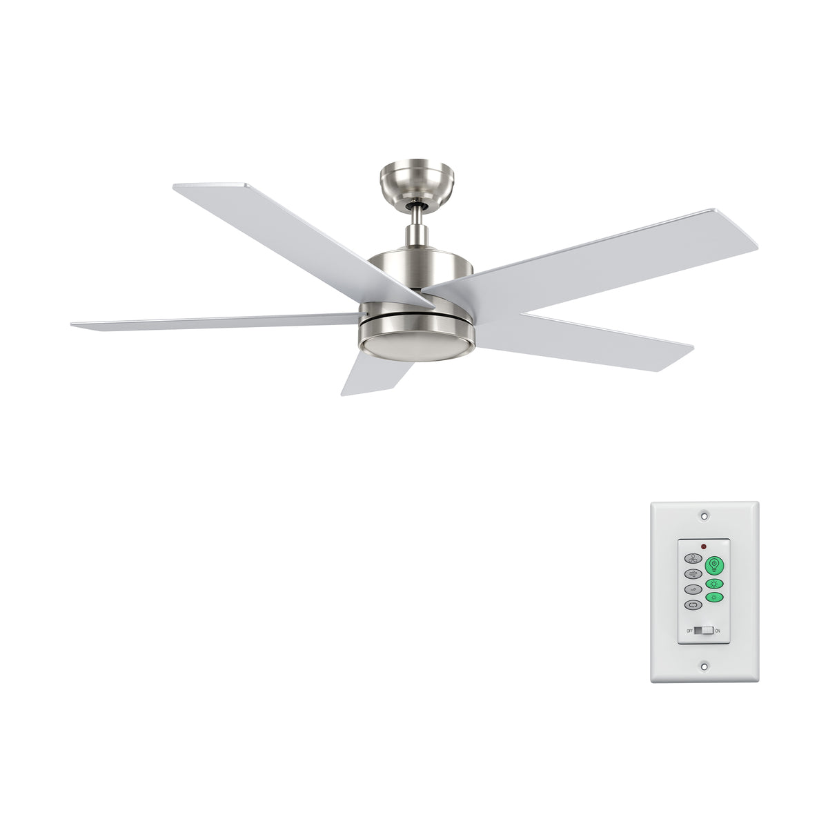 SANTANA Ventilador de Techo de 52" sin Luz, con 5 Aspas y Control de Pared