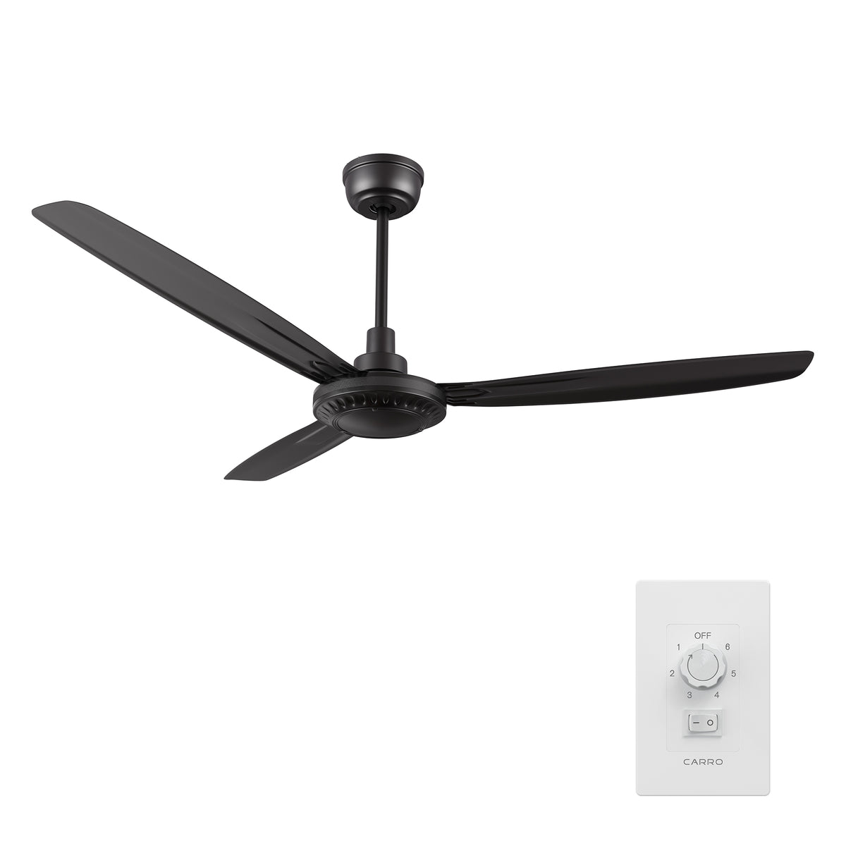 OBERON Ventilador de Techo de 56" sin Luz, con 3 Aspas y Control de Pared-Z2