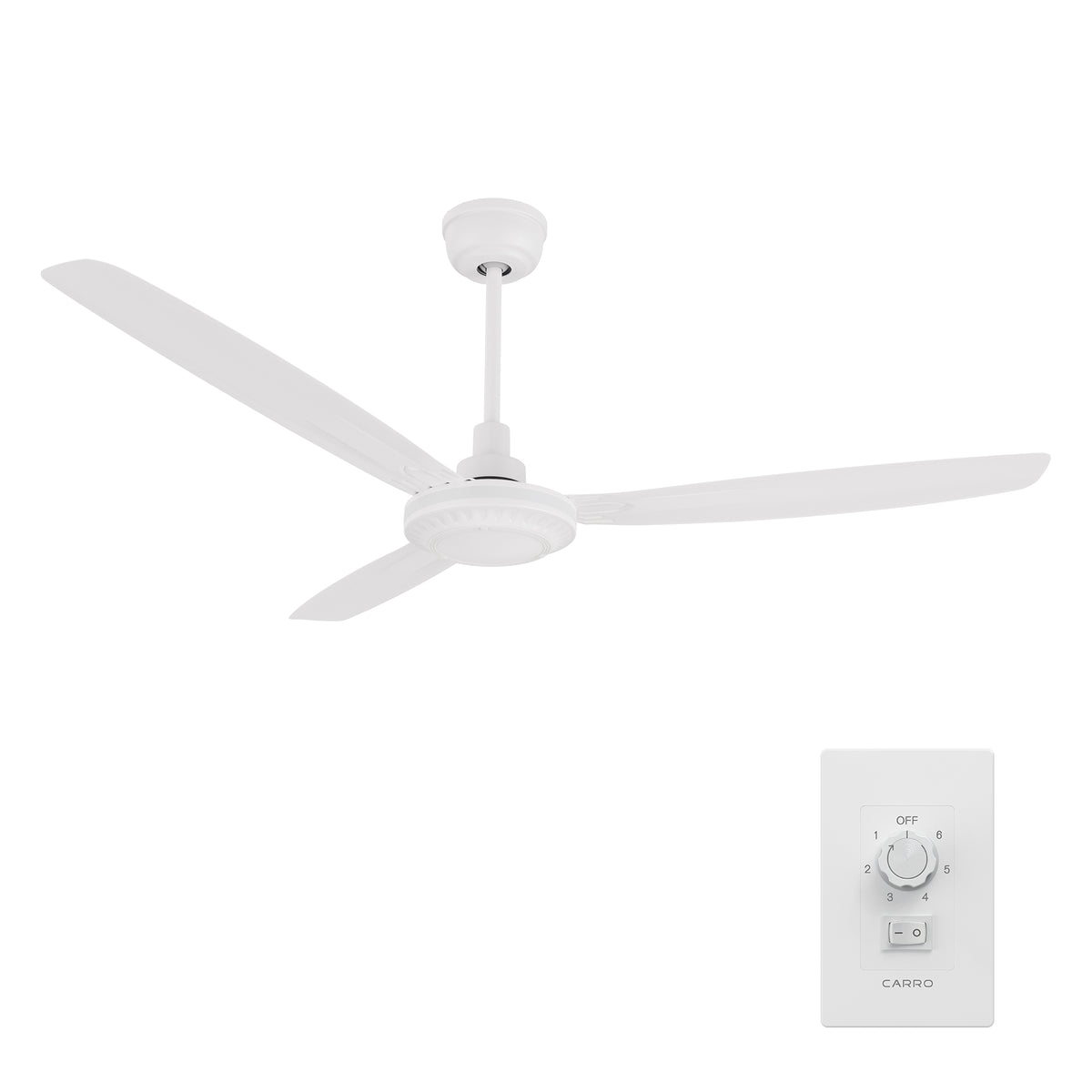 OBERON Ventilador de Techo de 56" sin Luz, con 3 Aspas y Control de Pared-Z2