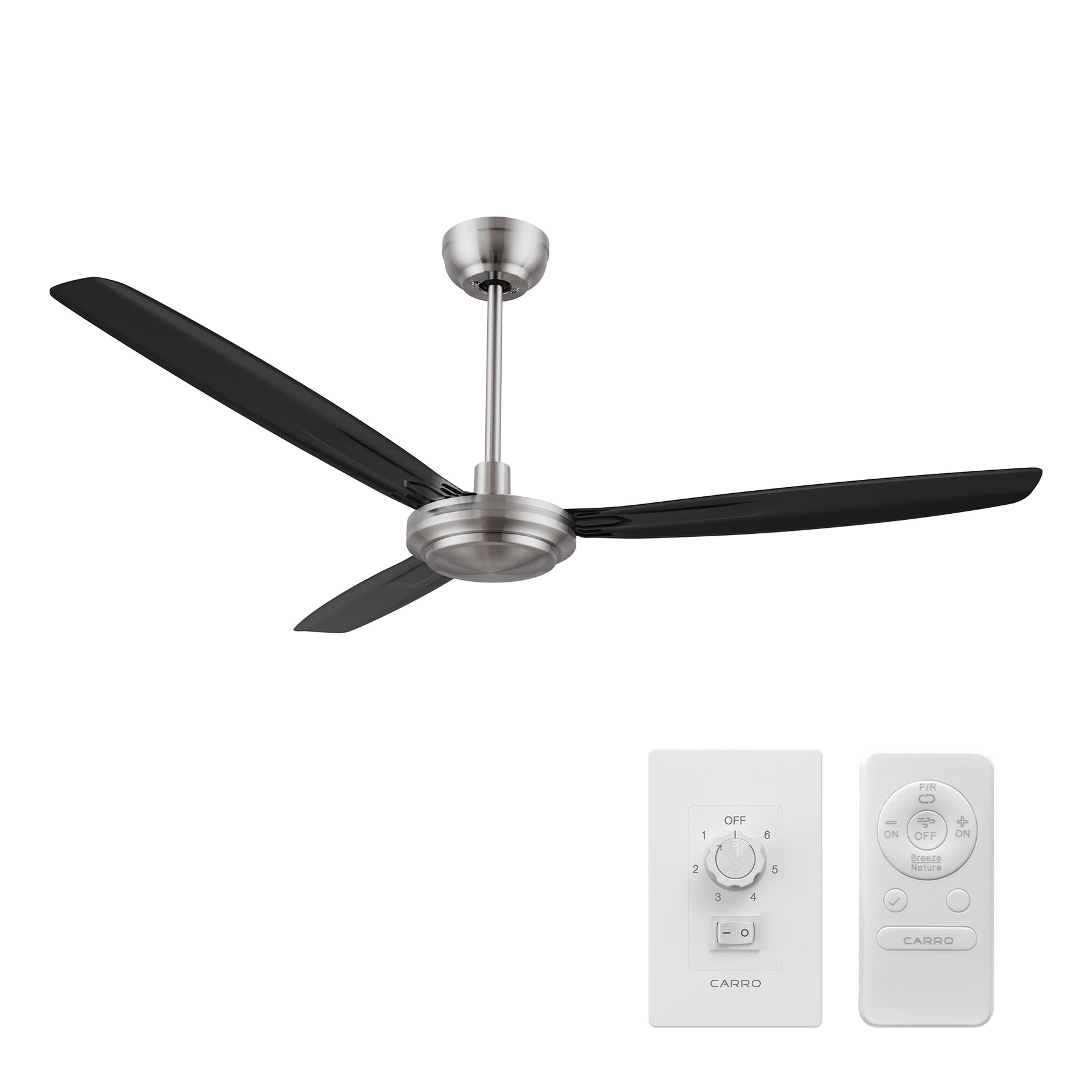 OBERON Ventilador de Techo de 56" sin Luz, con 3 Aspas , Control Remoto y Control de Pared-Z1
