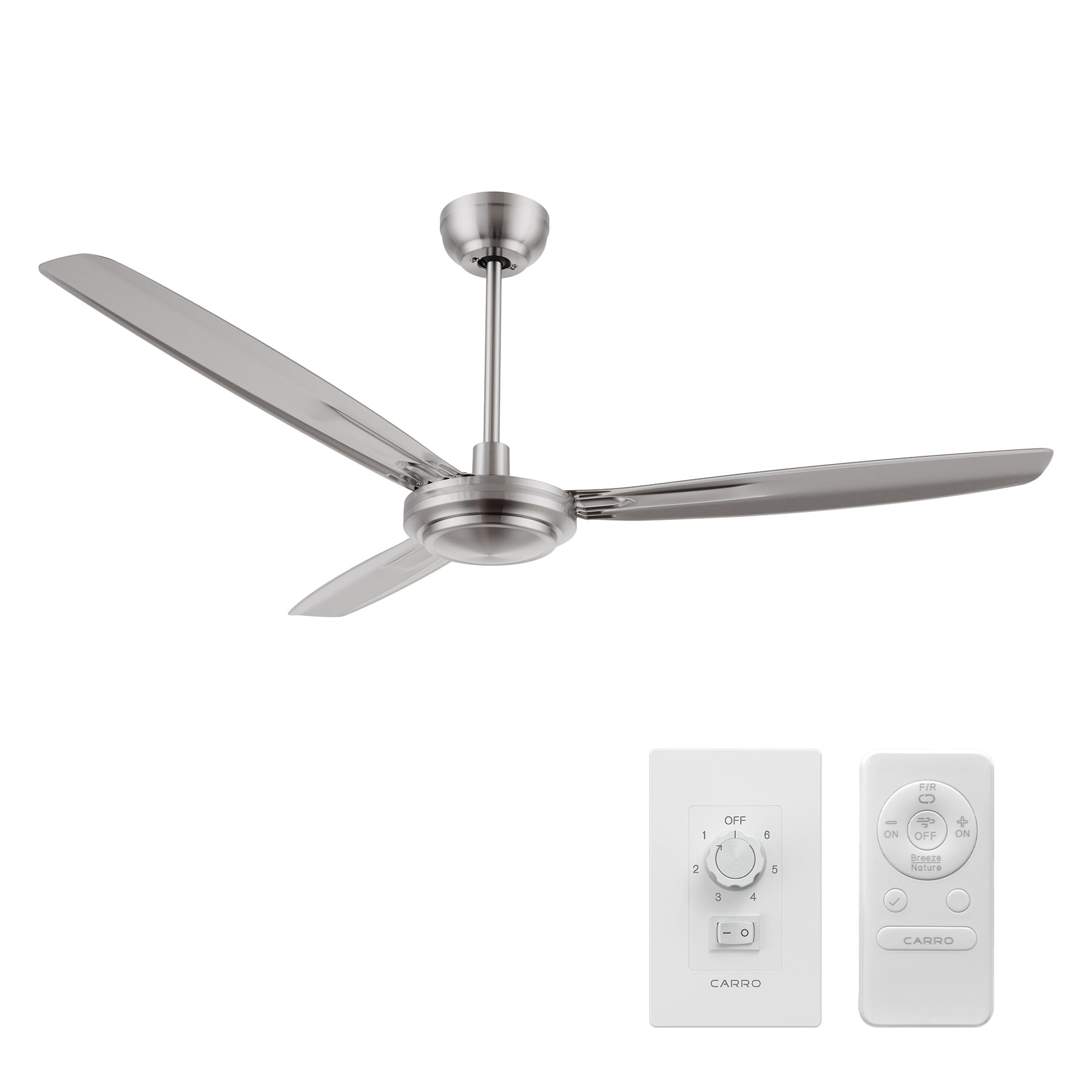 OBERON Ventilador de Techo de 56" sin Luz, con 3 Aspas , Control Remoto y Control de Pared-Z1
