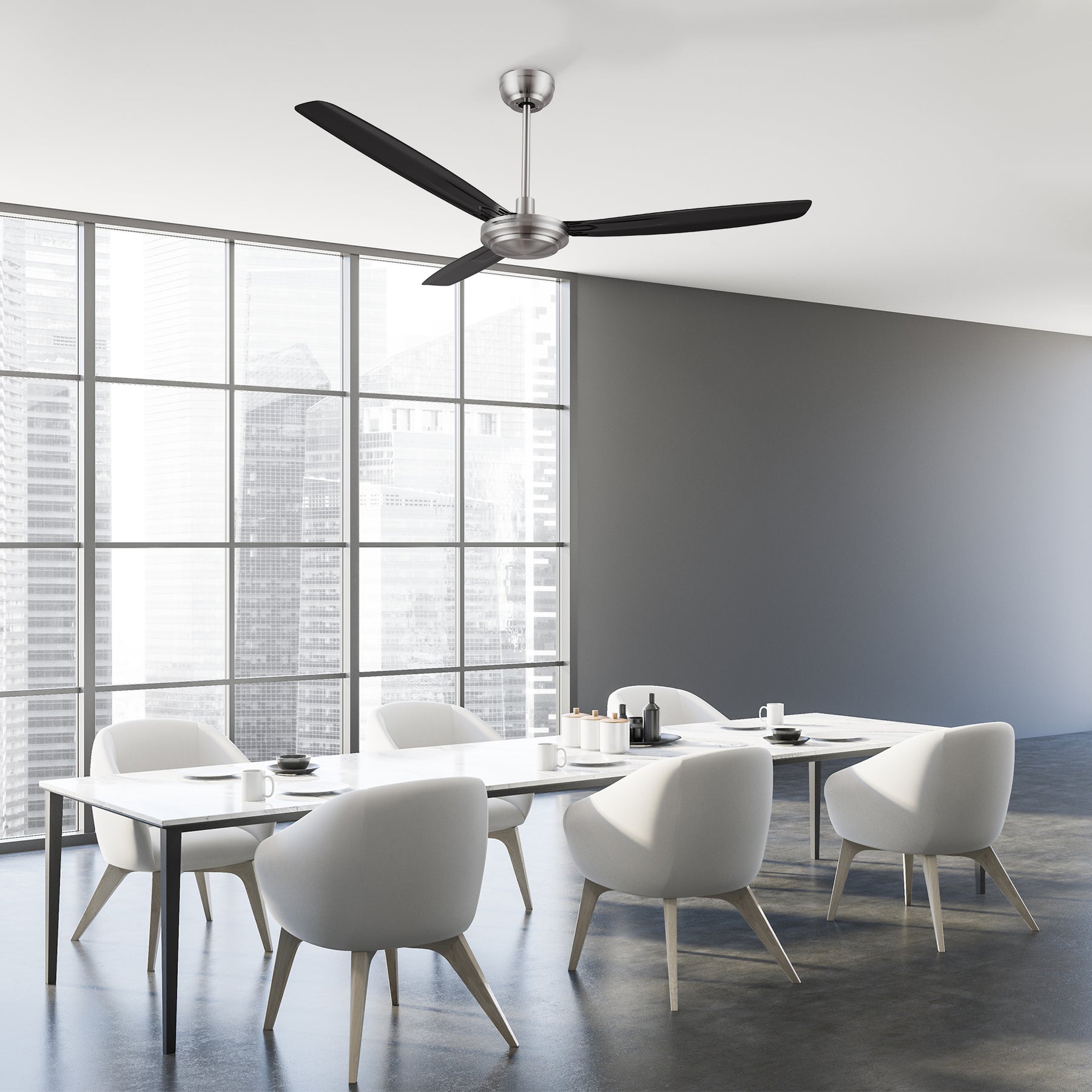 OBERON Ventilador de Techo de 56" sin Luz, con 3 Aspas , Control Remoto y Control de Pared-Z1