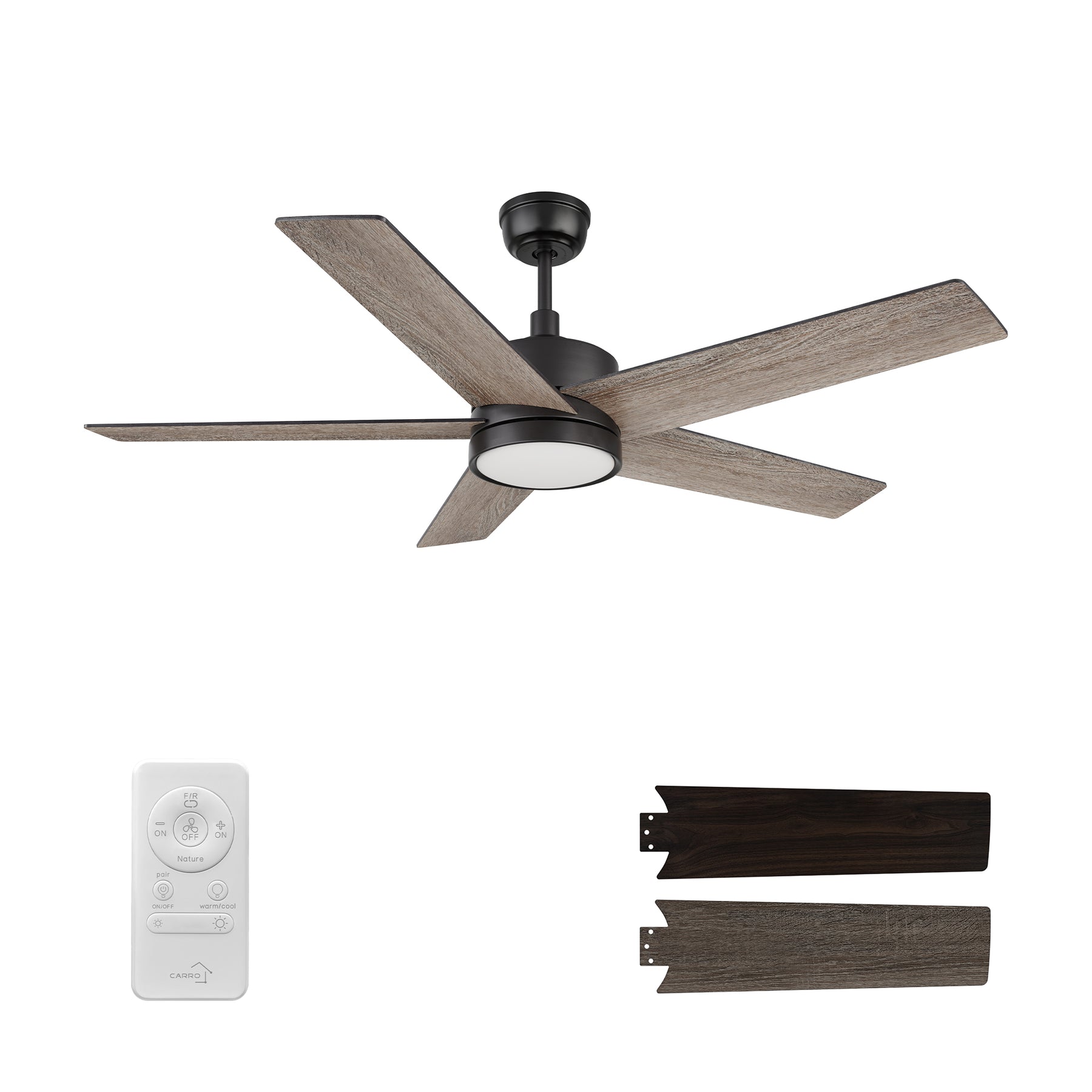 SANTANA Ventilador de Techo de 52" con 5 Aspas, Luz LED y Control Remoto
