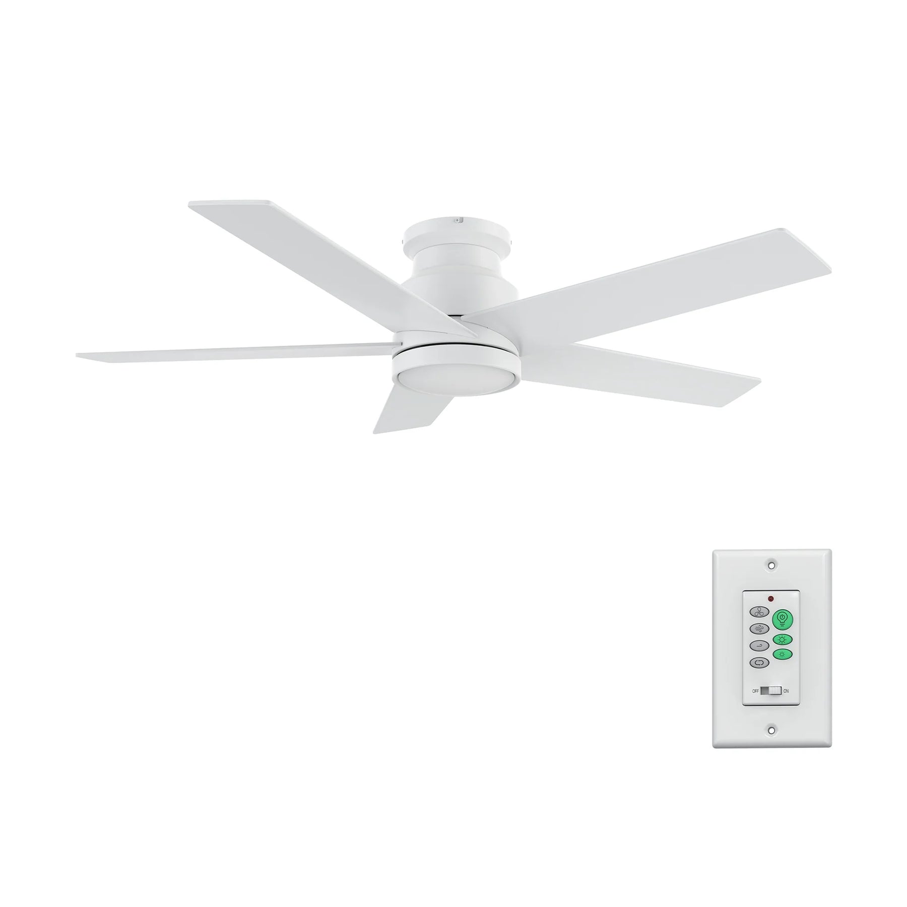 SANTANA Ventilador de Techo de 52" sin Luz, con 5 Aspas, Montaje al Ras y Control de Pared