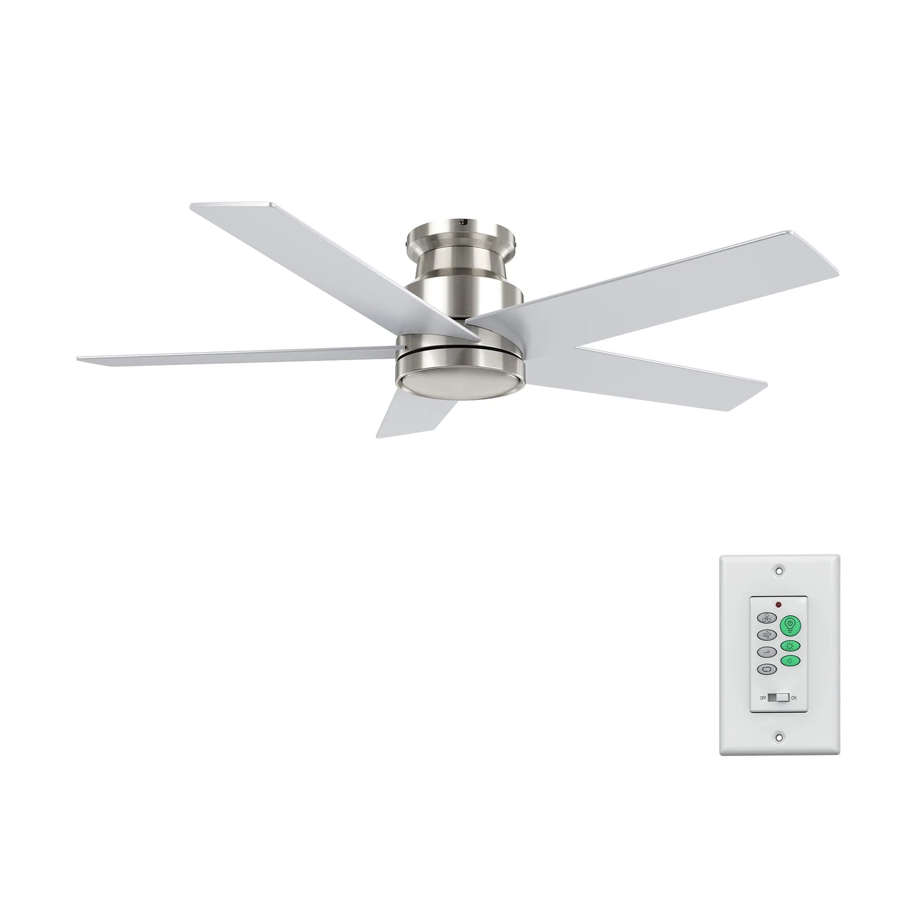 SANTANA Ventilador de Techo de 52" sin Luz, con 5 Aspas, Montaje al Ras y Control de Pared