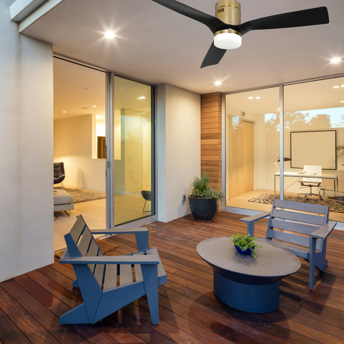 SPEZIA Ventilador de Techo Inteligente de 52" con 3 aspas, Montaje al Ras, Luz LED y Control Remoto
