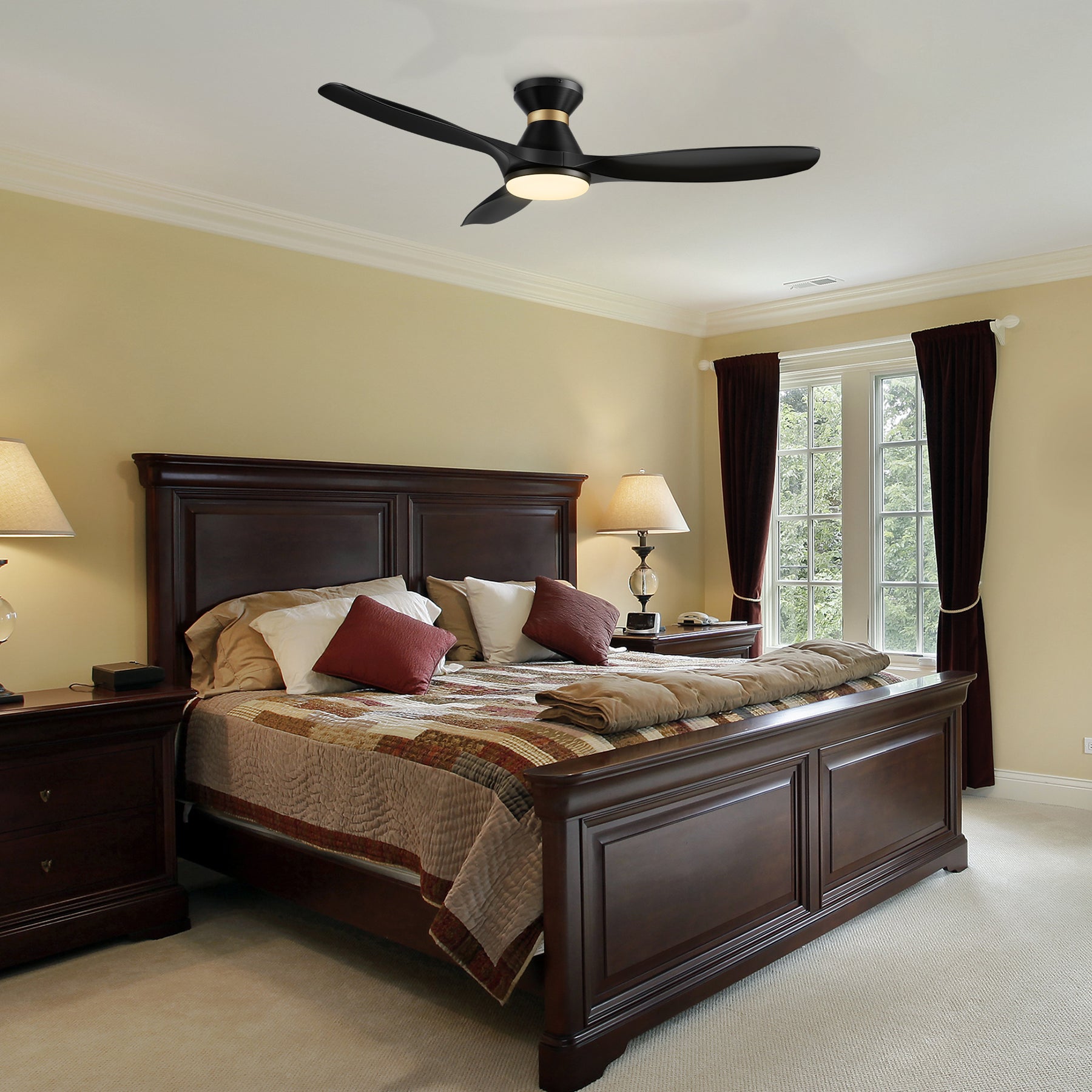 MERTON Ventilador de Techo Inteligente de 52" con 3 aspas, Luz LED y Control Remoto