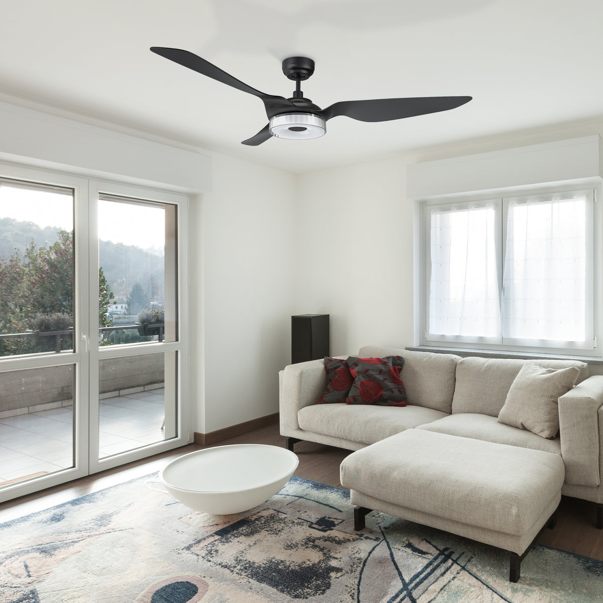 FLETCHER Ventilador de Techo Inteligente de 60" con 3 aspas, Luz LED y Control Remoto