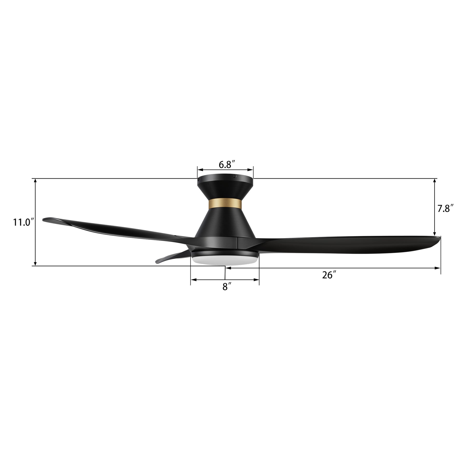 MERTON Ventilador de Techo Inteligente de 52" con 3 aspas, Luz LED y Control Remoto