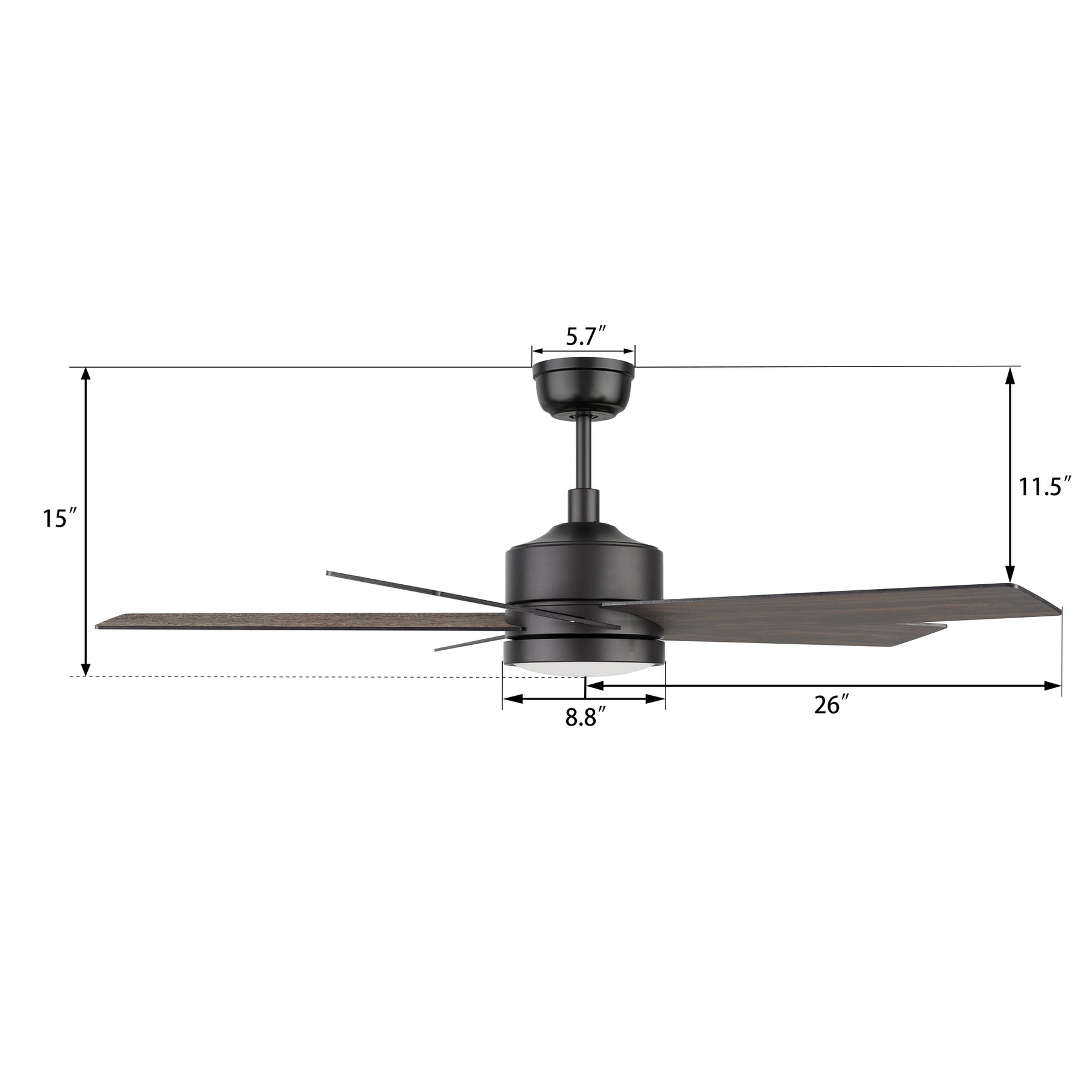 SANTANA Ventilador de Techo de 52" con 5 Aspas, Luz LED y Control Remoto