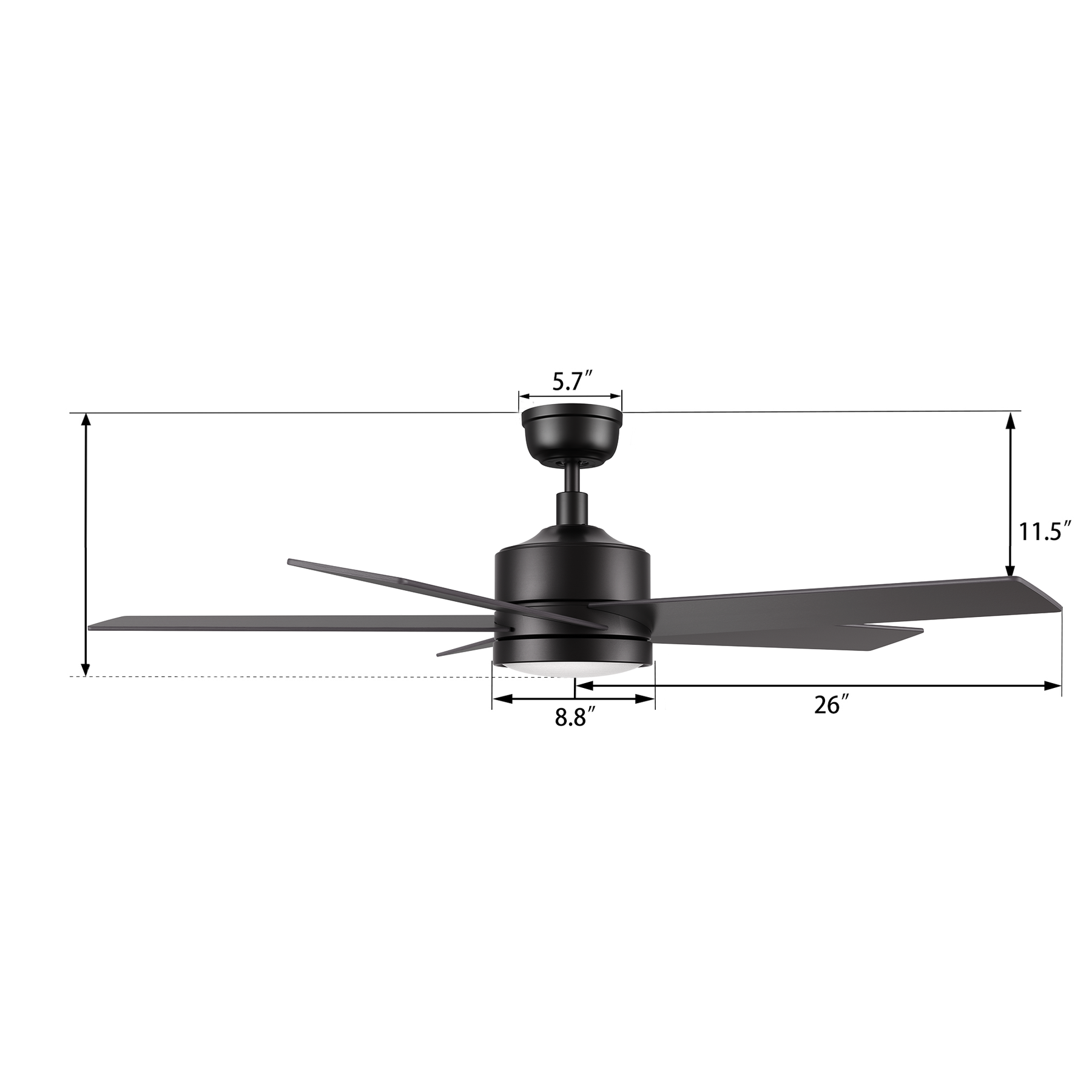 SANTANA Ventilador de Techo de 52" con 5 Aspas, Luz LED y Control Remoto