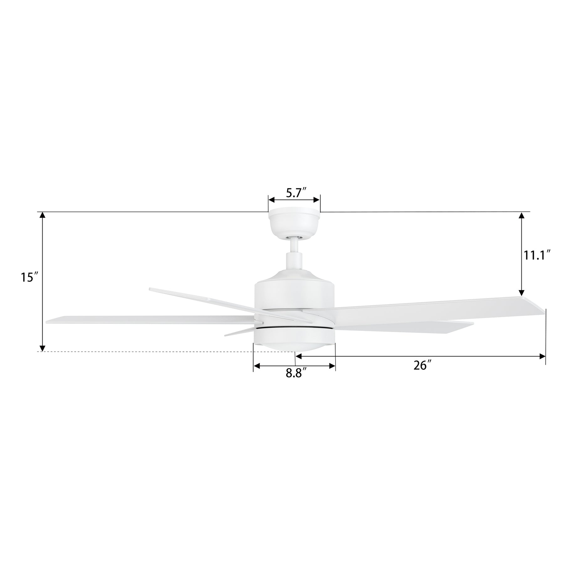 SANTANA Ventilador de Techo de 52" con 5 Aspas, Luz LED y Control Remoto