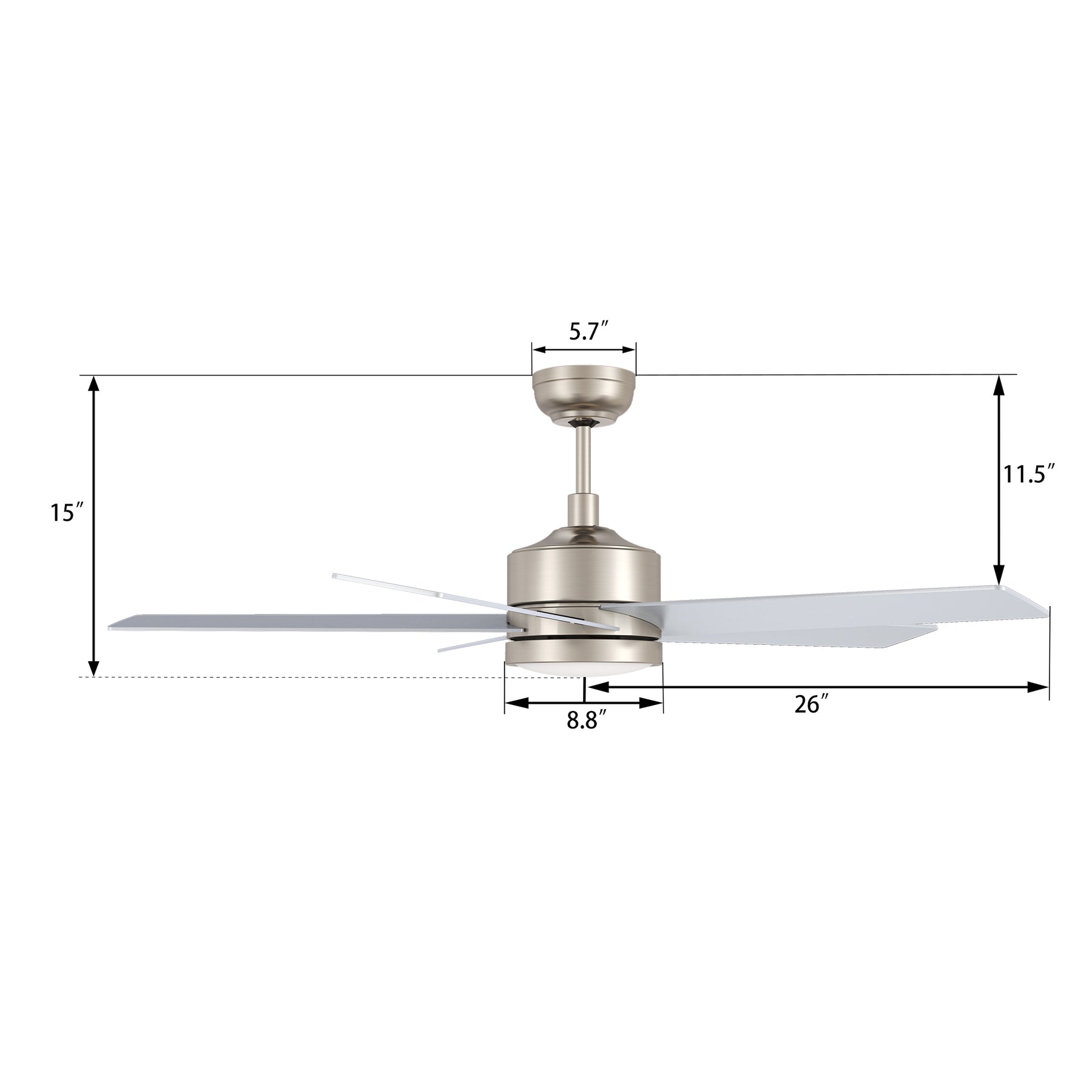 SANTANA Ventilador de Techo de 52" con 5 Aspas, Luz LED y Control Remoto
