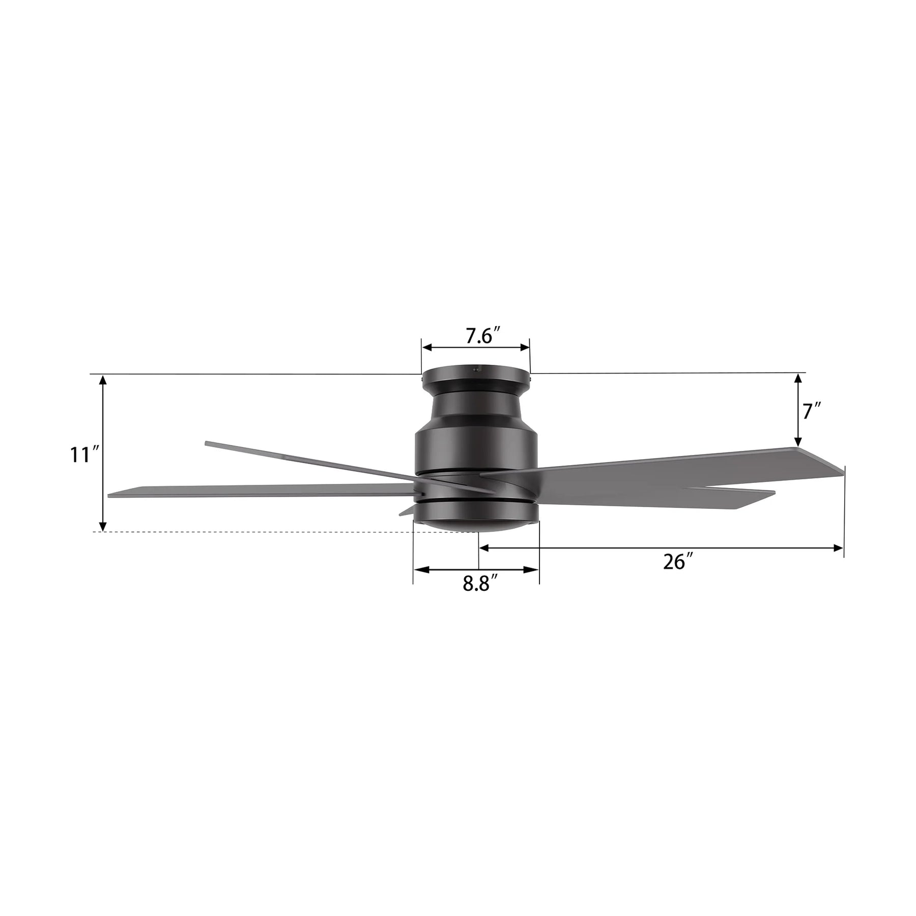 SANTANA Ventilador de Techo de 52" sin Luz, con 5 Aspas, Montaje al Ras y Control de Pared