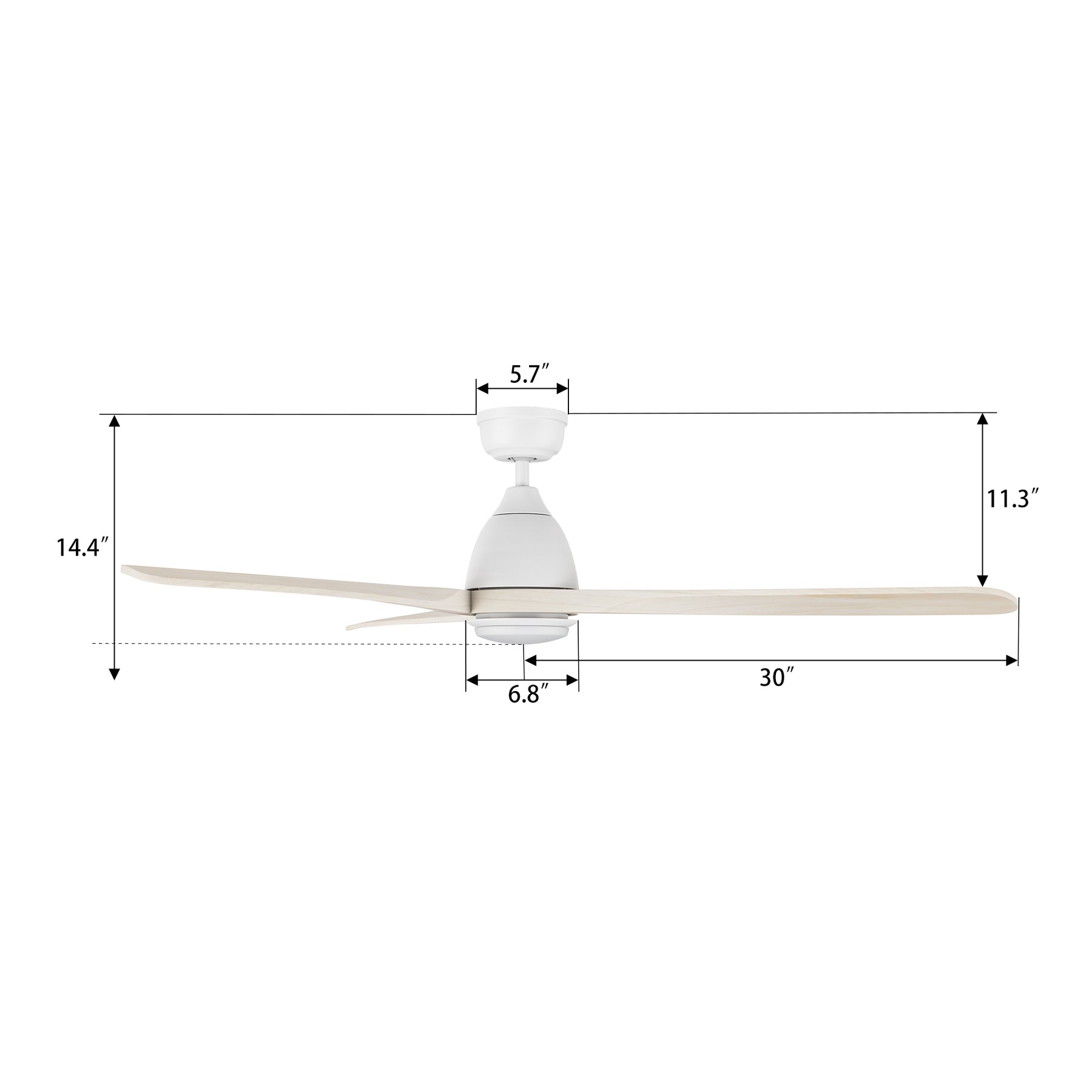 VIENNA Ventilador de Techo de 60" con 3 Aspas, Luz LED y Control Remoto