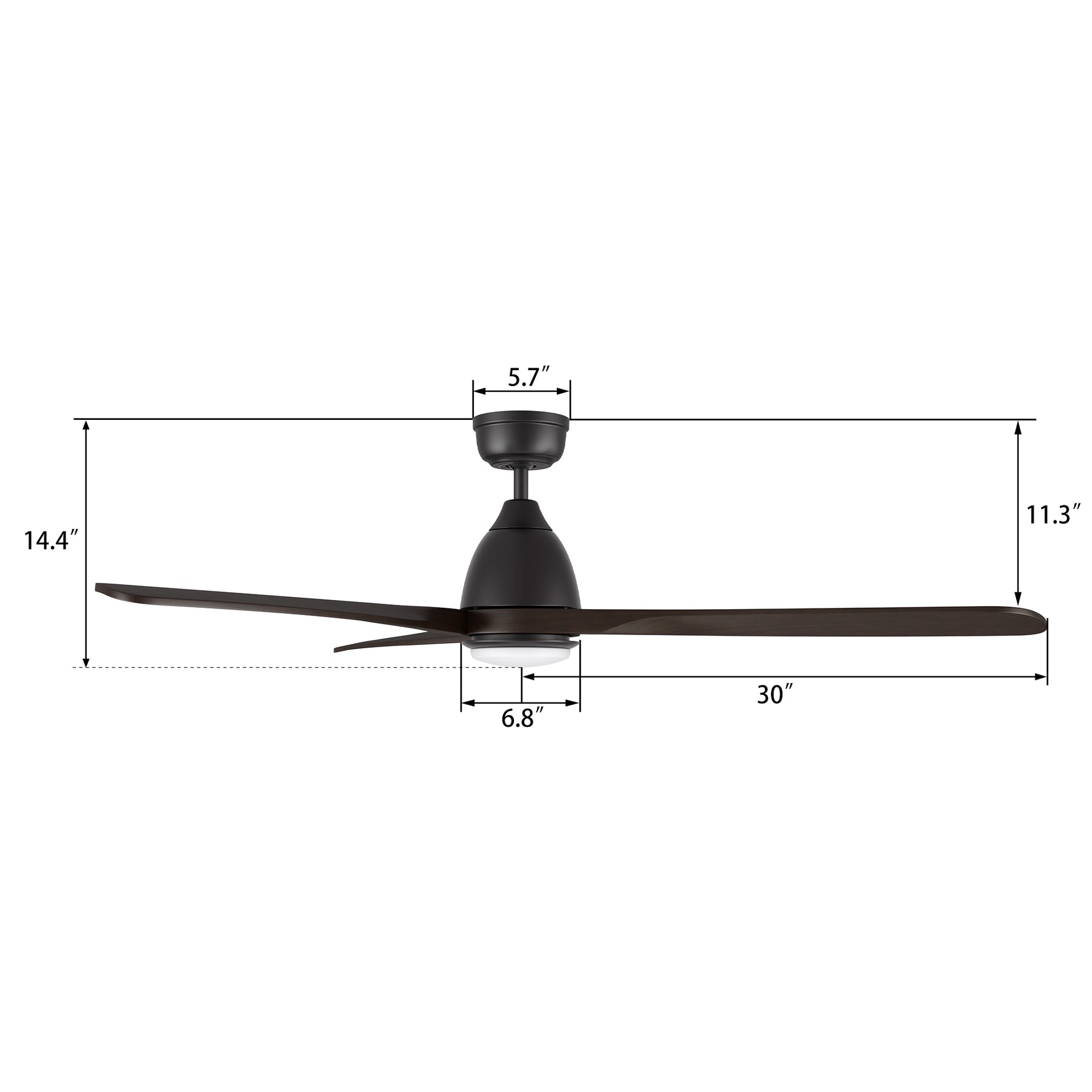 VIENNA Ventilador de Techo de 60" con 3 Aspas, Luz LED y Control Remoto