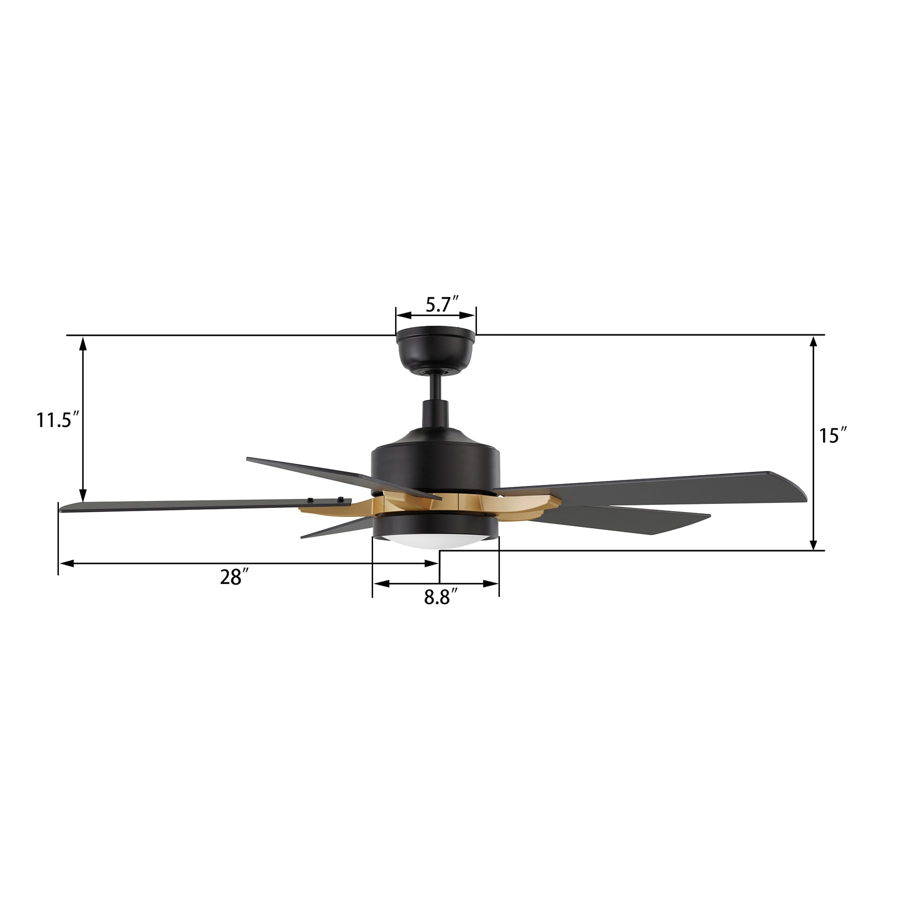 APPLETON Ventilador de Techo Inteligente de 56" con 5 aspas, Luz LED y Control Remoto