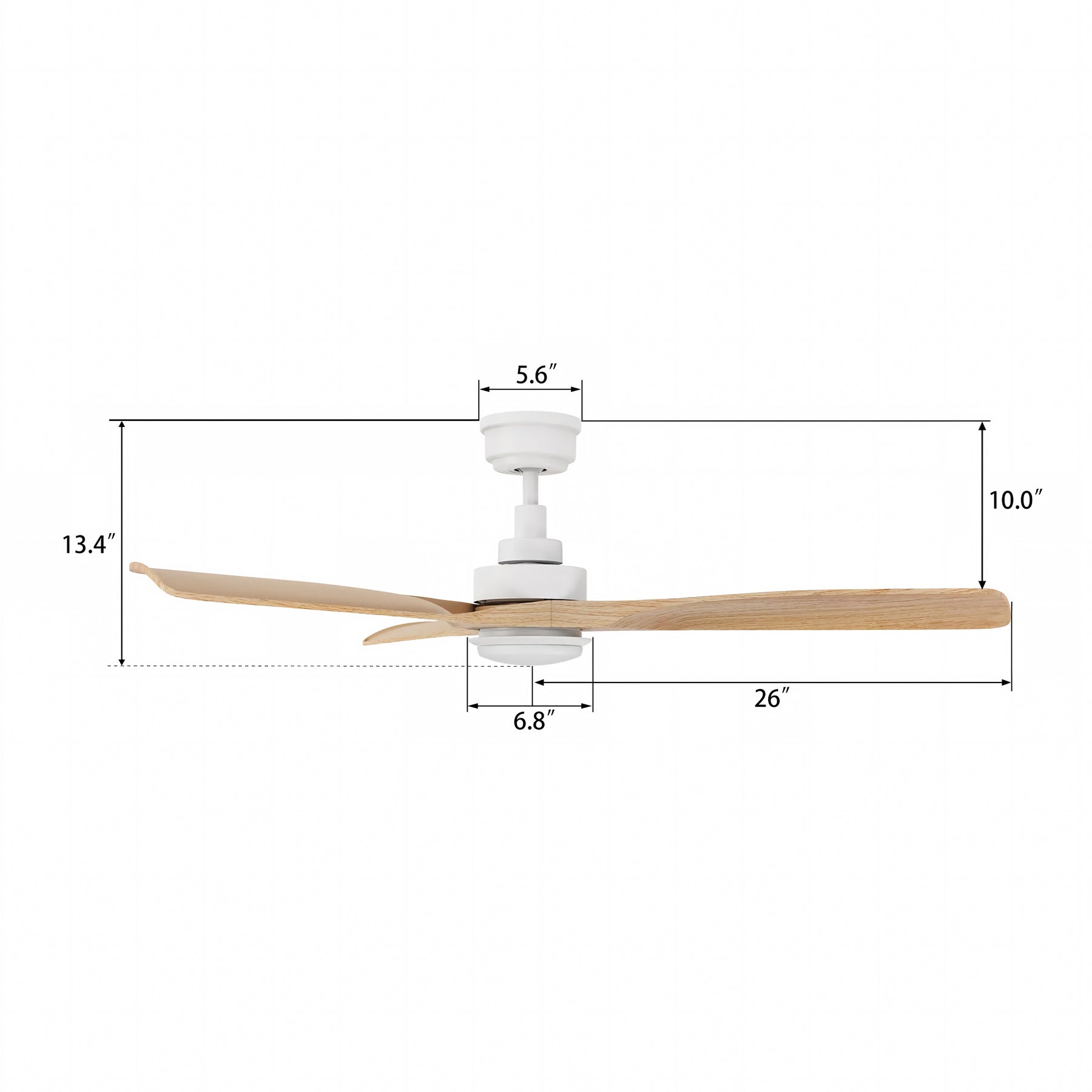 ECOSKY Ventilador de Techo de 52" con 3 Aspas, Luz LED y Control Remoto